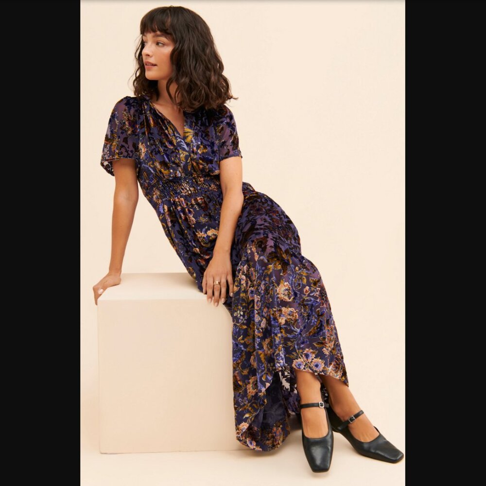 Anthropologie - The Somerset Burn-out Velvet Maxi Dress - Picture 3 of 3
